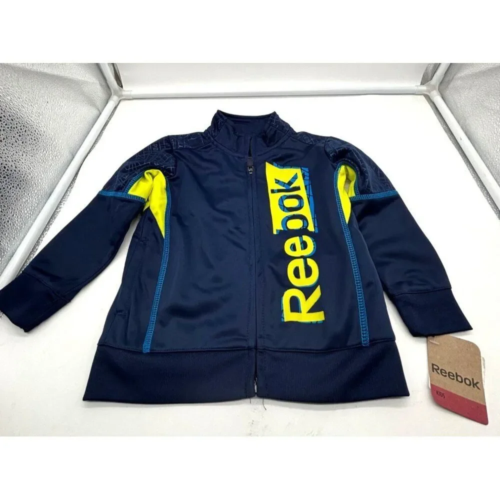 Reebok Kids Navy & Yellow Grid Tricot Jacket, Navy, 2T (jacket only)